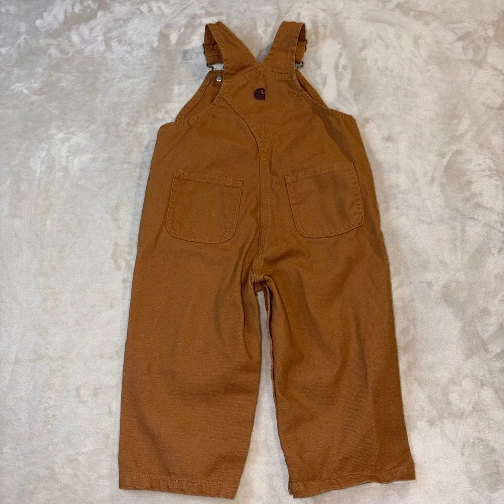 Carhartt Kids 18M Duck Brown Canvas Bib Overalls Double Knee Workwear RN 13706